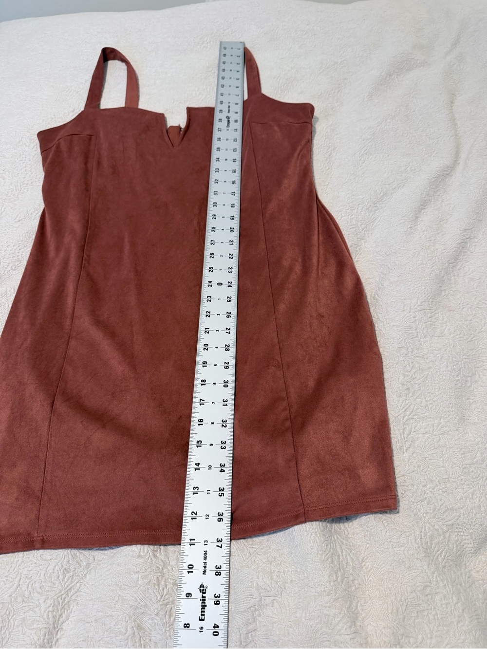 Forever 21 Rust Suede-Look Western Boho Festival V-Notch Bodycon Mini Dress - Picture 8 of 11